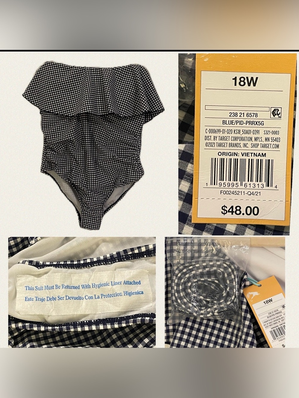 NWT 18W One Piece Swimsuit Kona Sol Plus Size 18 One Piece Swimsuit